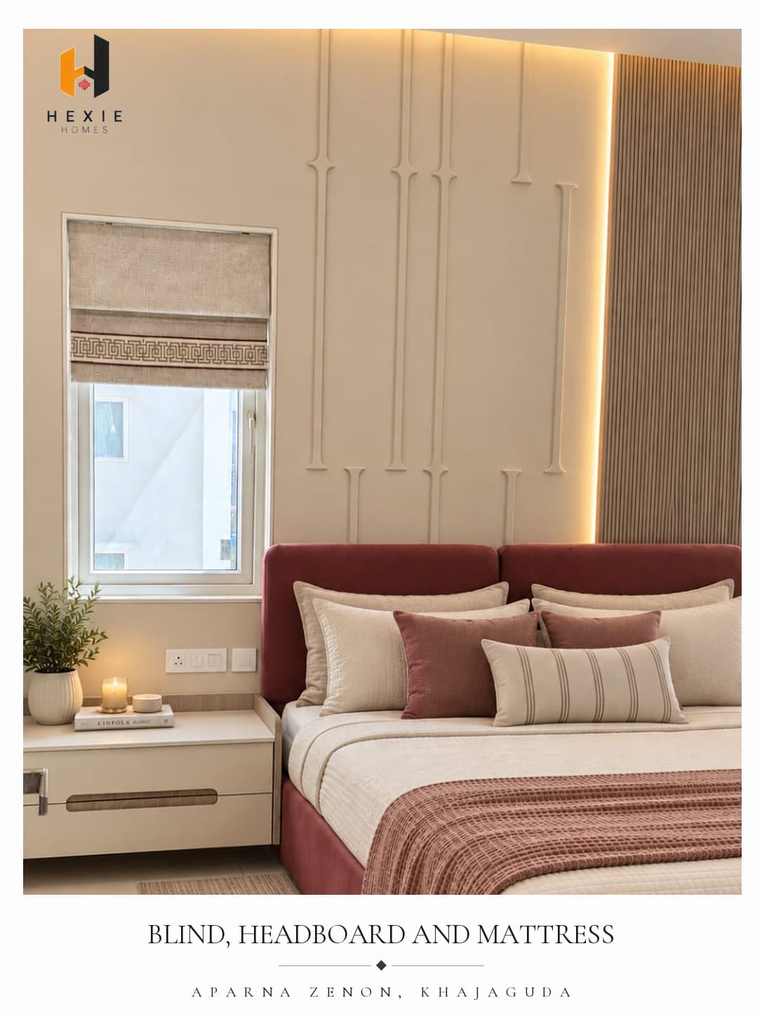 Blind, headboard and mattress — Aparna Zenon, Khajaguda, Hyderabad